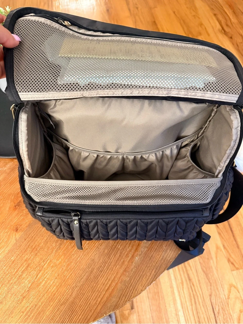 Quilted Black baby diaper bag